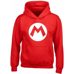 Super Mario Mario Badge Jongens & meisjes Trui met capuchon - rood - 128