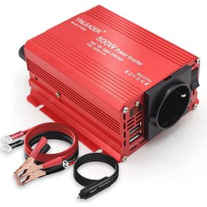 Omvormer 500 W 12 V naar 230 V met dubbele USB en sigarettenaansteker aansluiting
