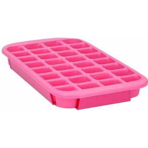 XL ijsblokjes vorm - 32 ijsklontjes - fuchsia roze - 33 x 18 x 3.5 cm - rubber - ijsblokjesvorm