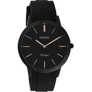 OOZOO Vintage series - Zwarte horloge met zwarte rubber band - C20174 - Ø42