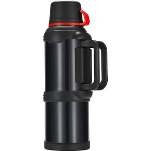 Thermosfles, thermoskan, 4,0 liter, roestvrijstalen drinkfles, isolatiefles met 3 drinkbekers, dubbelwandige isolatie, campingwaterfles met handvat, 48 uur warm en koud (zwart)