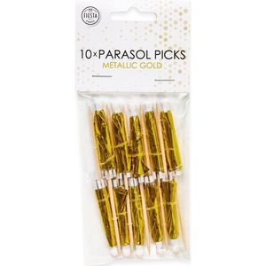 Parasol picks metallic goud, 10 stuks