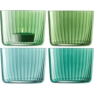 L.S.A. - Gems Theelicht Houder 6 cm Set van 4 Stuks Assorti - Glas - Groen