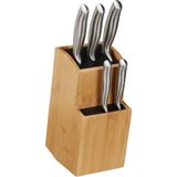 Relaxdays messenblok zonder messen - bamboe - universeel - met borstel - 25,5 x 11,5 x 18 cm