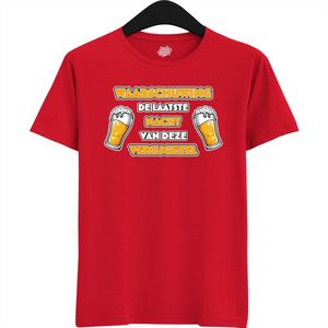 DudeWaarschuwing! De Laatste Nacht | Vrijgezellenfeest Cadeau Man - Groom To Be Bachelor Party - Grappig Bruiloft En Bruidegom Bier Bier Shirt - T-Shirt - Unisex - Rood - Maat 3XL