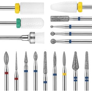 17-delige nagelboorbitset 3/32 inch 235 mm nagelriemkit nagelfrees bit slijplichaam voor gelnagels manicure pedicure acrylslijpkoppen hardmetaal machineaccessoires.