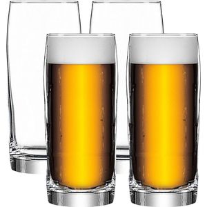 LAV Bierglazen - 4x - 380 ml/0,38L - stevig glas - Stijlvolle glazen - Handige basic glazen