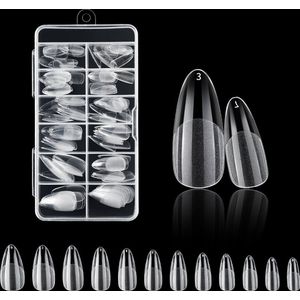 Nifkos 103 - Waterdrop Short Half Frosted - Full Cover - Nageltips - Nepnagels - Plaknagels - In Assortimentsbox - 120 stuks 12 maten - Voor Gellak Acrylnagellak en PolyGel nagels - Royala Frosted Tips Line