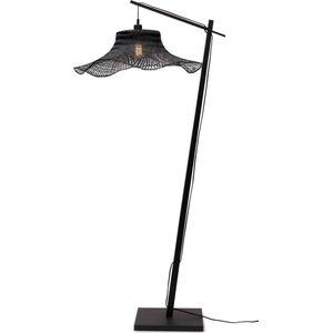 GOOD&MOJO Vloerlamp Ibiza - Bamboe Zwart - 83x65x176cm - - Staande lampen voor Woonkamer - Slaapkamer