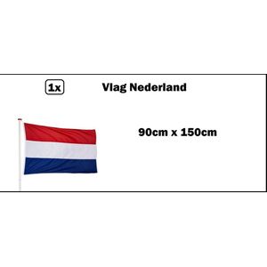Vlag Nederland 90cm x 150cm - met ophang ogen - Holland Vlag Nederland thema feest koningsdag EK WK