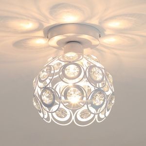 Delaveek-Moderne Kristallen Plafondlamp- E27 Lamp- Wit- Binnen Plafondlamp (Lamp niet inbegrepen)