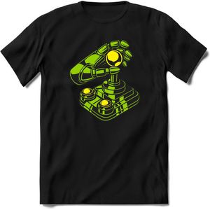 Retro Joystick | Gaming kado T-Shirt heren - dames | Groen-Geel | Perfect game pc cadeau shirt | Grappige console spreuken - zinnen - teksten Maat XL