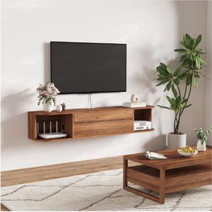 Wevende TV-Kast - 47,2 Inch TV-Standaard voor Wandmontage - Zwevende TV-Console voor Media-Entertainment - TV-Kast voor Woonkamer en Slaapkamer - Walnoot