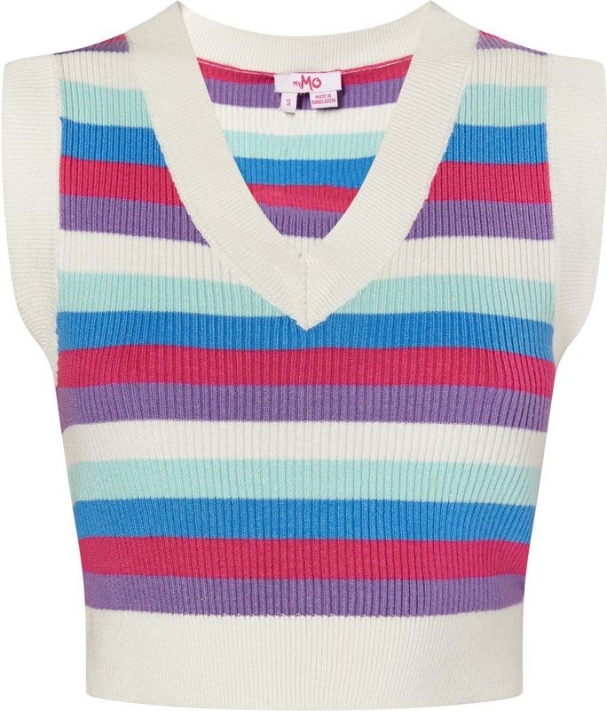 Mymo - Gebreide Trui - Wit - Dames - V-hals - Cropped Model