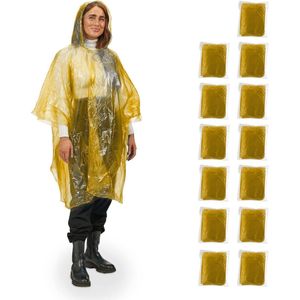 Regenponcho set van 13 - Regenkledij voor op de fiets - Met mouwen & capuchon - Volwassenen uniseks - Geel
