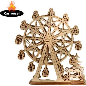 Livano Bouwpakket Hout - Kinderen - Volwassenen - Bouwpakketten Volwassenen - Boot - Houten Puzzel - 3D - Carrousel