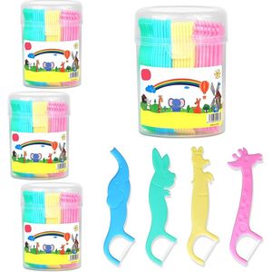 Dental Floss voor Kinderen - 160 Stukken Flossers - 4 Dierlijke Vormen - Ungewasemd - Fluoridevrij - Tanden Thread - Tandheelkundige Zorg - Interdentale Flossers met Y-Vormig Ontwerp - Wegwerp Tandzijde Sticks