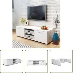 The Living Store TV-meubel - Hoogglans wit - 120 x 40.3 x 34.7 cm - Bewerkt hout - MDF