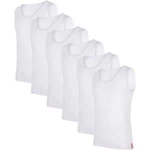 Undiemeister Onderhemd Heren - Tanktop - 6-Pack - Chalk White (Wit) - Mellowood Tencel - Ronde Hals - Slim fit - Maat XL