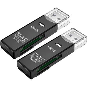 USB 3.0 SD Card Reader - 2pcs - Hoge Overdrachtssnelheid tot 5Gbps - Compatibel met SD/Micro SD Kaarten - Draagbaar en Duurzaam - Zwart