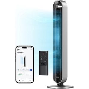 Dreo Pilot Max Smart WiFi Column Fan met Voice Control, Werkt met Alexa, APP Control, Silent Bladeless Fan met afstandsbediening, 120 ° oscillerend, 4 modi 12 snelheden