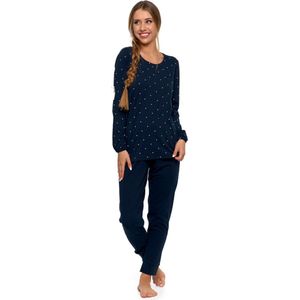 Damespyjama met lange mouwen - marineblauw XL