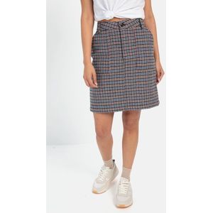 camel active - Rok - Blauw-Paars - Regular Fit - Geruit Patroon