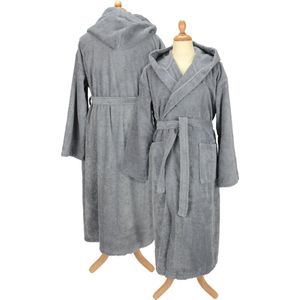 ARTG® Robezz - Badjas met Capuchon - 100% Badstof Katoen - Anthraciet Grijs - Maat S/M