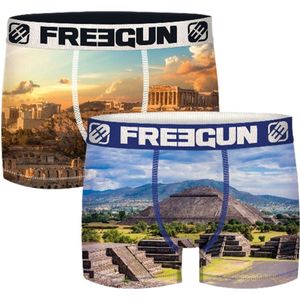 Freegun boxershorts microvezel - 2-pack heren boxershorts - maat S - Duo Tempels