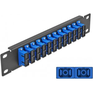 Delock - 10 Inch Glasvezel Patch Panel - 12 Poort SC Duplex - Blauw - Zwart