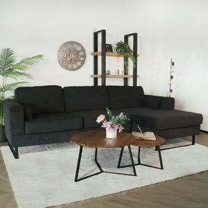 Hoekbank design Darsiono 280cm bank antraciet ribstof loungebank zowel links als rechts bankstel