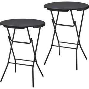 Alora Statafel Zwart - Set van 2 - Zwart - ø80x110 cm - statafels - cocktailtafel - hoge staan tafel - staantafels - staantafel - partytafel