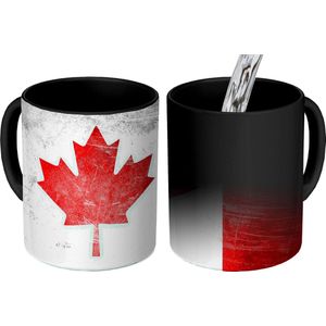 Magische Mok - Foto op Warmte Mokken - Koffiemok - Vlag van Canada op roestvrij staal - Magic Mok - Beker - 350 ML - Theemok