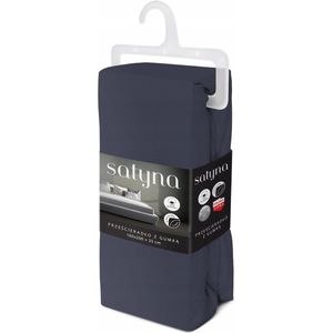 Hoeslaken Katoen Satijn 160x200 cm met Elastiek - Navy Blauw