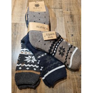 3 Paar - Alpaca Wollen Huissokken - Maat 40-43 - Wintersokken - Huissokken - Wandelsokken - Vrijetijdsokken