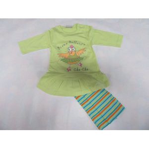 Wiplala - Pyjama - Katoen - 2 delig - Meisje - Groen - Ballerina - 6 maand 68