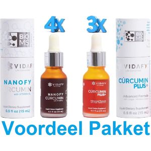 4x Nanofy Curcumin 15ml + 3x Curcumin Plus 15ml Vidafy Voordeelpakket