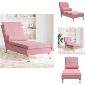 vidaXL Massage Chaise Longue - Massage Chaise Longues - Chaise Longue Stoel - Chaise Longue Bank - Massage chaise longue met bolster fluweel roze