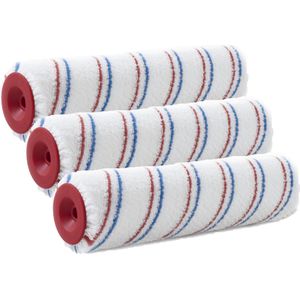 Sorex Muur vacht anti spat verfrollen - Set van 3x stuks - polyester microvezel pluisvrij - 6,6 x 25 cm - Verfspullen - Verfroller