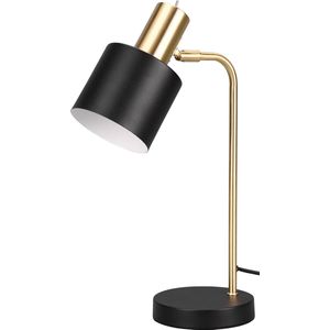 LED Tafellamp - Tafelverlichting - Torna Alimo - E14 Fitting - Rond - Mat Zwart/Goud - Aluminium
