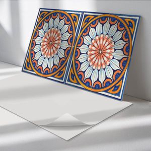 Wallfluent Vinyl Wandpaneel - Bloemenpatroon met details Zelfklevend Muurpaneel - 100 cm x 50 cm - Blauw Vinyl Wandpaneel - 1 stuk - Rechthoekig Wandbekleding Vinyl - Texturen Wandpaneel - Vinyl Wandbekleding - Wandpaneel Keuken en Badkamer