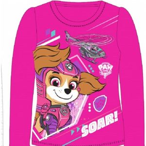Paw Patrol Skye Kids Lang T-shirt Roze Wit - 128 cm - Skye Kindermode Shirts