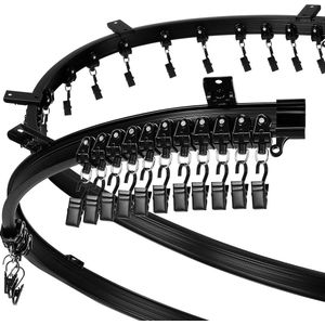 Curved Ceiling Holder Foldable Curtain Rod Bunk Window Window Right Flexible Black 2m 6.6ft