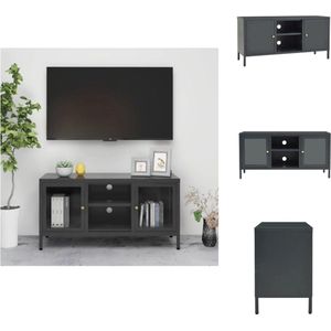 vidaXL Tv-kast - Tv-kasten - Televisiekast - Televisiekasten - Tv-meubel 105x35x52 cm staal en glas antracietkleurig