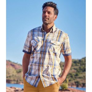 ATLAS FOR MEN - Popeline overhemd met ruitjes West - Heren - Verkrijgbaar in grote maten - L