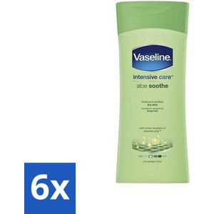 6 x Vaseline Bodylotion Aloe Soothe 200 ml - Lichaamslotion - Aloë Vera - Verzachtende Lotion - Hydraterende Lotion - Droge Huid