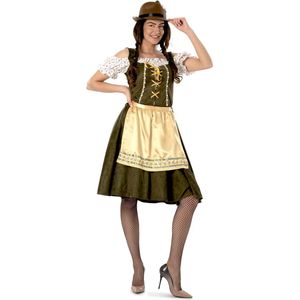 Funny Fashion - Boeren Tirol & Oktoberfest Kostuum - Best Op Oktoberfest Beatrijs - Vrouw - Geel, Groen - Maat 32-34 - Carnavalskleding - Verkleedkleding