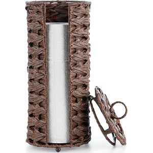 Selbro ® Stijlvolle Vrijstaande Toiletpapierhouder met Deksel en Gevlochten Design voor Badkamer
