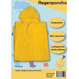 Regenponcho unisex waterdicht een maat 1 stuks in de verpakking Geel - Regenponcho dames - regenponcho heren Volwassenen