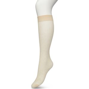 Bonnie Doon Dames Bloemen Panty Kniekousen Crème Wit maat 36/42 - Knie Kousen 20 denier - Gebloemd - Bloemen Print - Uitstekend draagcomfort - Fancy Flower Knee High - Kniesokken - Zakt niet af - OEKO-TEX - Ivory - BP221803.250